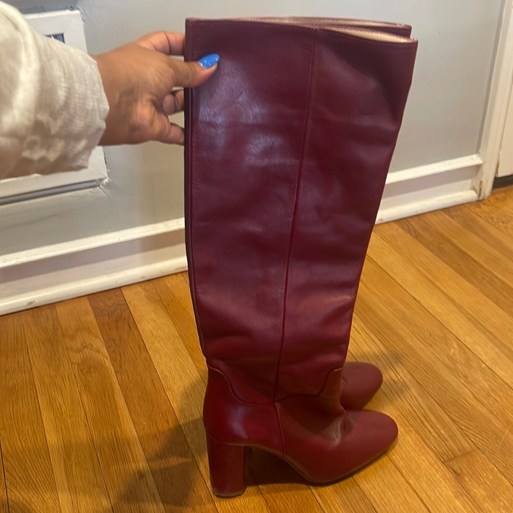 Zara Leather boots! Burgundy size 7.5 - Picture 2 of 4